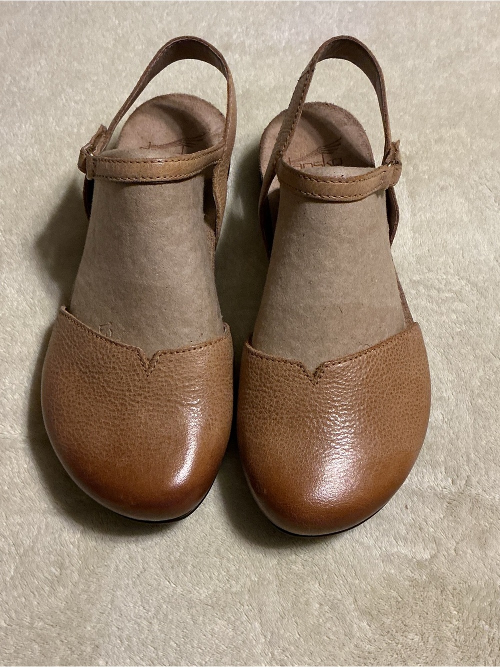 Dansko Tan Leather Slingback Clogs